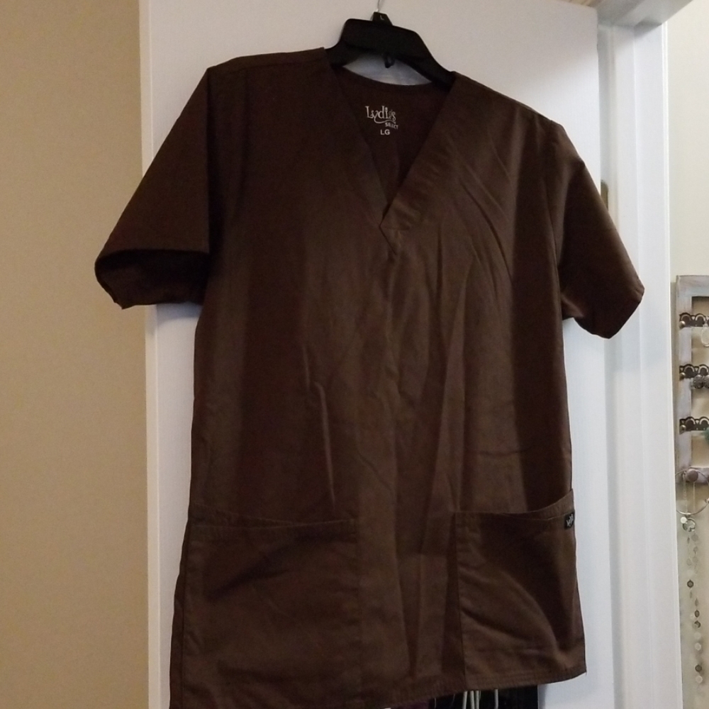 Lydia's brown scrub set